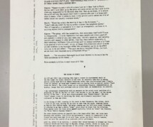 George Brecht typescript, two statements: excerpts from WBAI broadcast, 1964 and "The Origin of Events" from 1970.