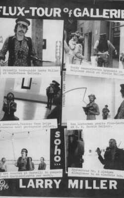 Flux-Tour of Galleries, Soho, 1976. A site event ignoring art presence by Larry Miller. (assistance by George Maciunas, Yasunao Tone and Ron Lieberman.) Original collage Collection MoMA.
